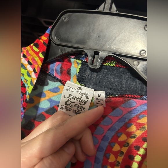 Parsley & Sage Sleeveless Waterfall Cardigan Size M Bright Colorful Art To Wear - Picture 4 of 8